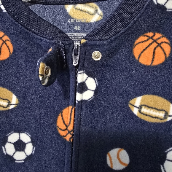 Carter's Toddler 4T Boy/Girl Sports Theme Fleece Footed Pajamas - Picture 4 of 9